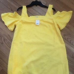 Brand new J.Crew yellow cold shoulder dress